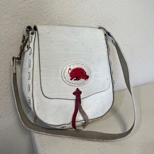 Vintage Handmade Tool Bag‎ White  leather crossbody bag